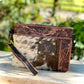 Upcycled LV Cowhide Leather Crossbody Wristlet Bag Western 