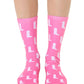 Novelty Graphic Crew Socks - White Cowgirl Boots - Pink