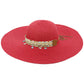 Blue Coastal Starfish Belt Floppy Straw Sun Hat