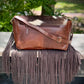 Upcycled Cowhide Leather Fringe Crossbody Bag Western Boho