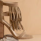 The Gela Khaki | Fringe Framed Heel: KHAKI
