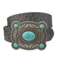 Western Silver Turquoise Buckle w. Ostrich Belt: Black / M/L