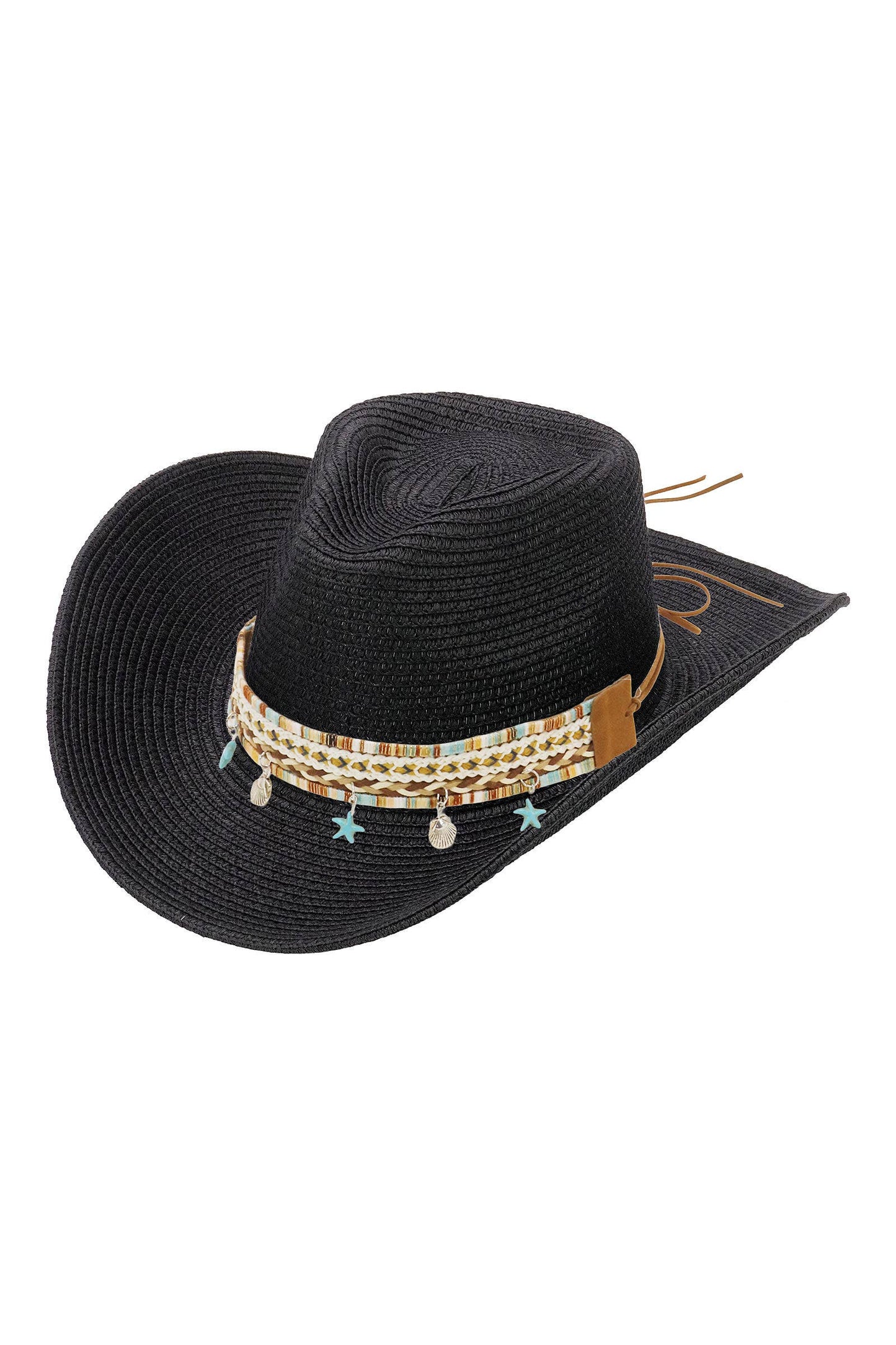 Blue Starfish Straw Coastal Cowgirl Hat: TAN / ONE SIZE