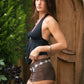 DAVINA Beaded Ring Vintage Inspired Cowl Neck Halter Top