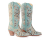 KASIOPEAH HAND TOOLED BOOTS-TURQUOISE