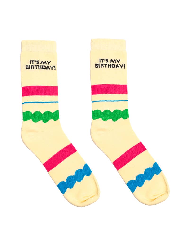 3D Packaged Crew Socks - Cake - "It's My Birthday" - Cream