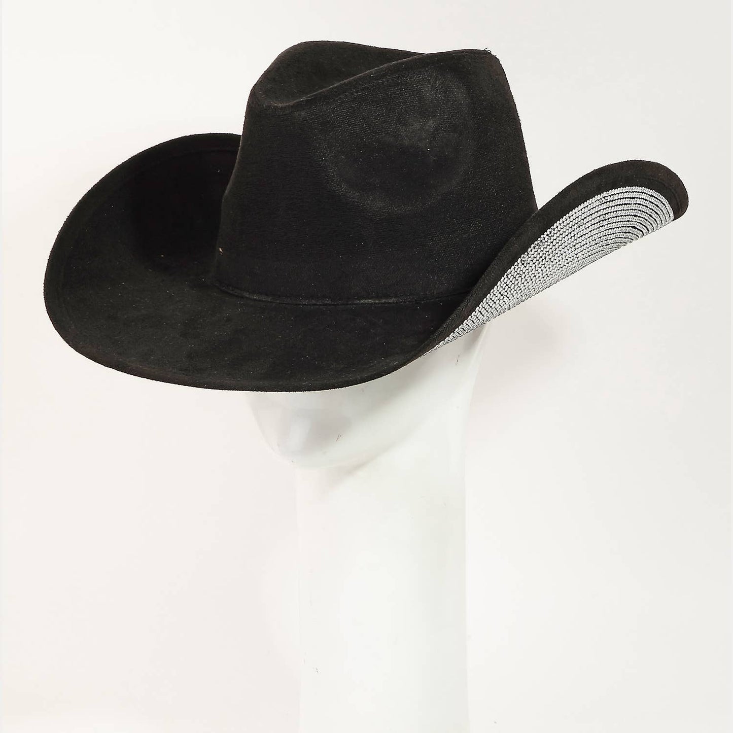 Wide Brim Suede Rhinestone Studded Western Cowboy Hat: IV