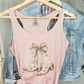 Coastal Cowgirl Coquette Floral Boots NL Racerback Tank Top: Heather / Beach & Coastal