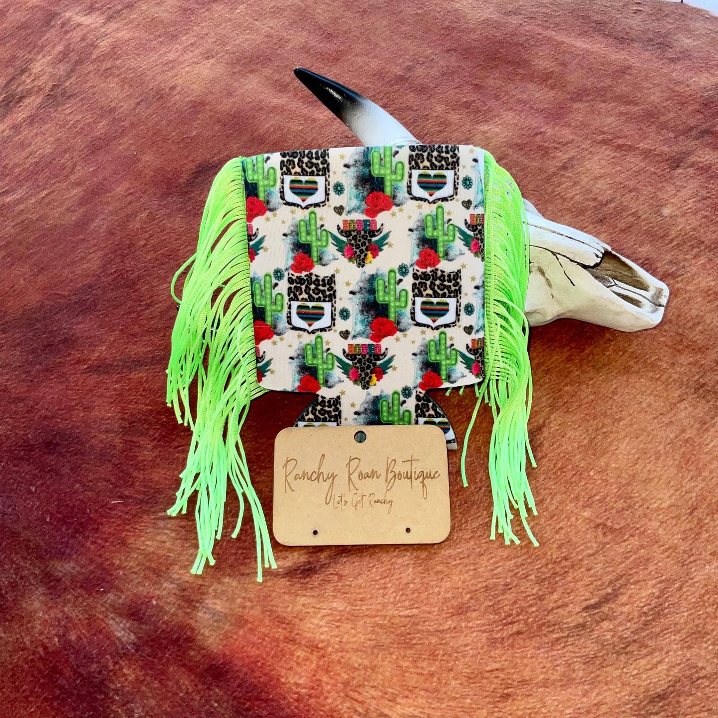 Western Graphic Slim & Regular Fringe Koozie: The World Needs More Cowboys / Slim