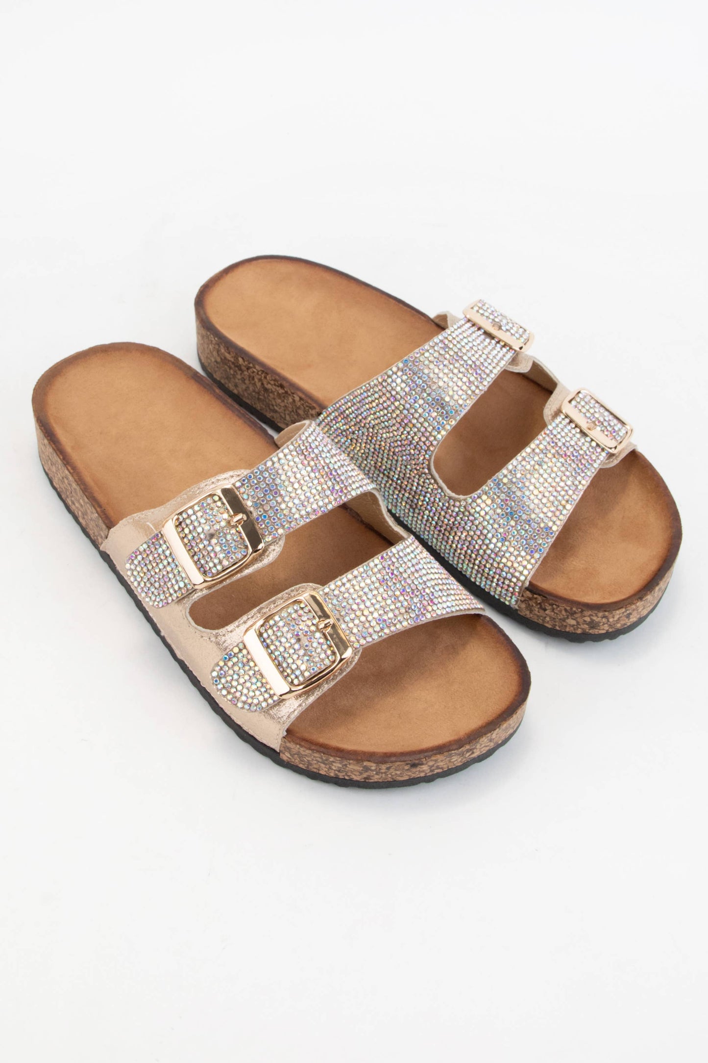 JEWELED BIRKENSTOCK SLIDE: CHAMPAGNE / B18