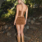 MAPLE Faux Suede Embroidered Western Mini Skirt With Shorts: Tan / 3 SMALL 2 MEDIUM 1 LARGE