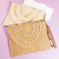 Shell Beaded Accent Paper Woven Envelope Clutch Bag: TA