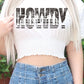 HOWDY COWBOYS GRAPHIC SMOCKED CROP TOP : PEACH