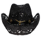 Longhorn Monochrome Belt Crochet Woven Cowboy Hat: Hot Pink