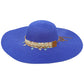 Blue Coastal Starfish Belt Floppy Straw Sun Hat