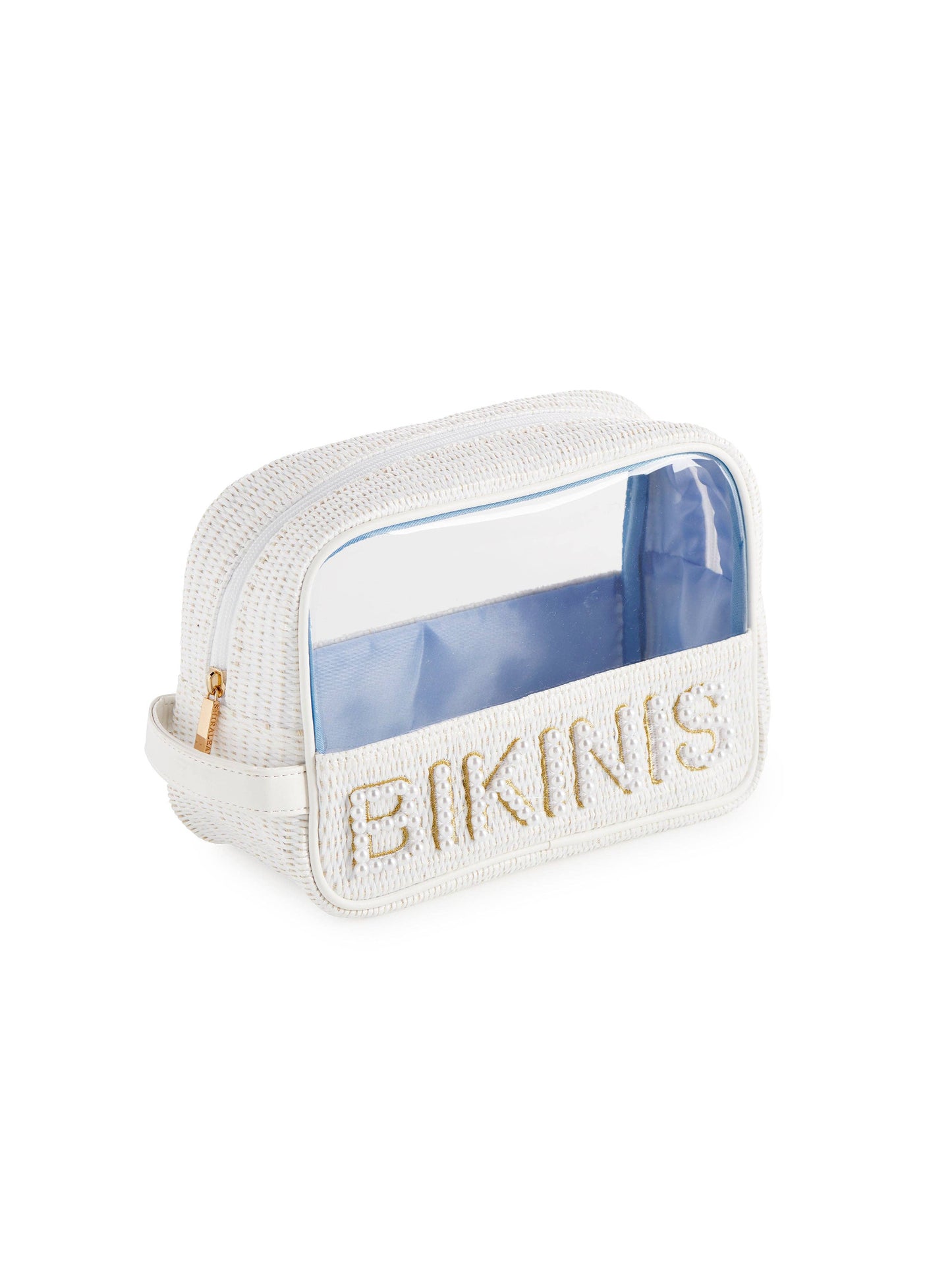 PEARL "BIKINIS" ZIP POUCH, WHITE