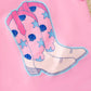Pink angel sleeve cowgirl boot top & blue pants. OFG50916 JEAN
