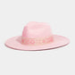 Wide Brim Felt Hat With Floral Ribbon Band