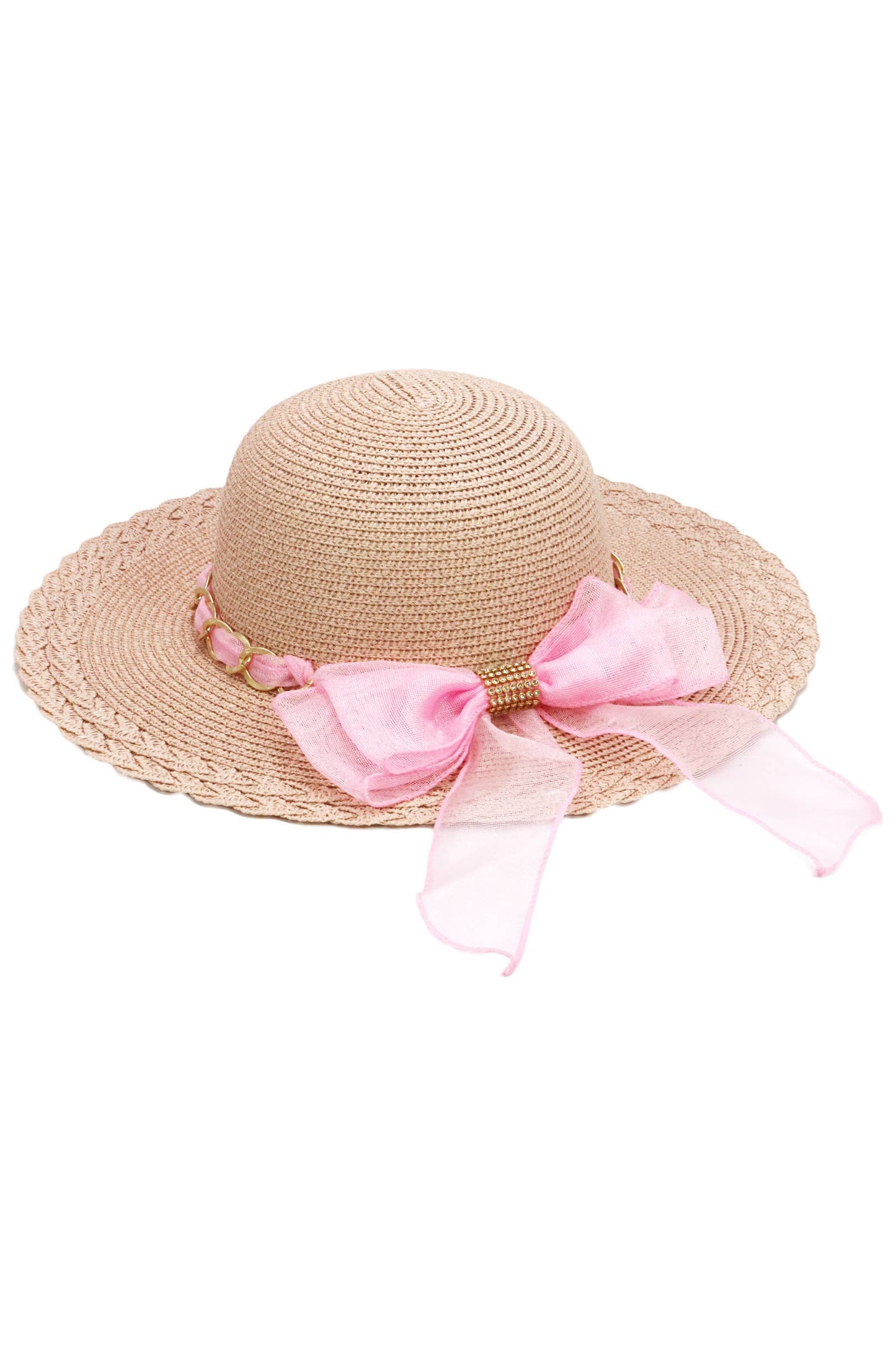 Kids Scallop Hem Paper Straw Floppy Sun Hat