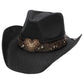 Heart Bling Rhinestone Belt Ombre Straw Cowboy Hat: Beige