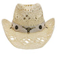 Longhorn Monochrome Belt Crochet Woven Cowboy Hat: Hot Pink