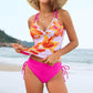 Leopard Floral Tankini Top with Adjustable Side Bottoms