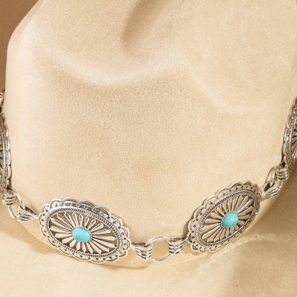Turquoise Stud Concho Belt Western Cowboy Hat