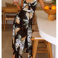 Tropical Print Cutout Dress