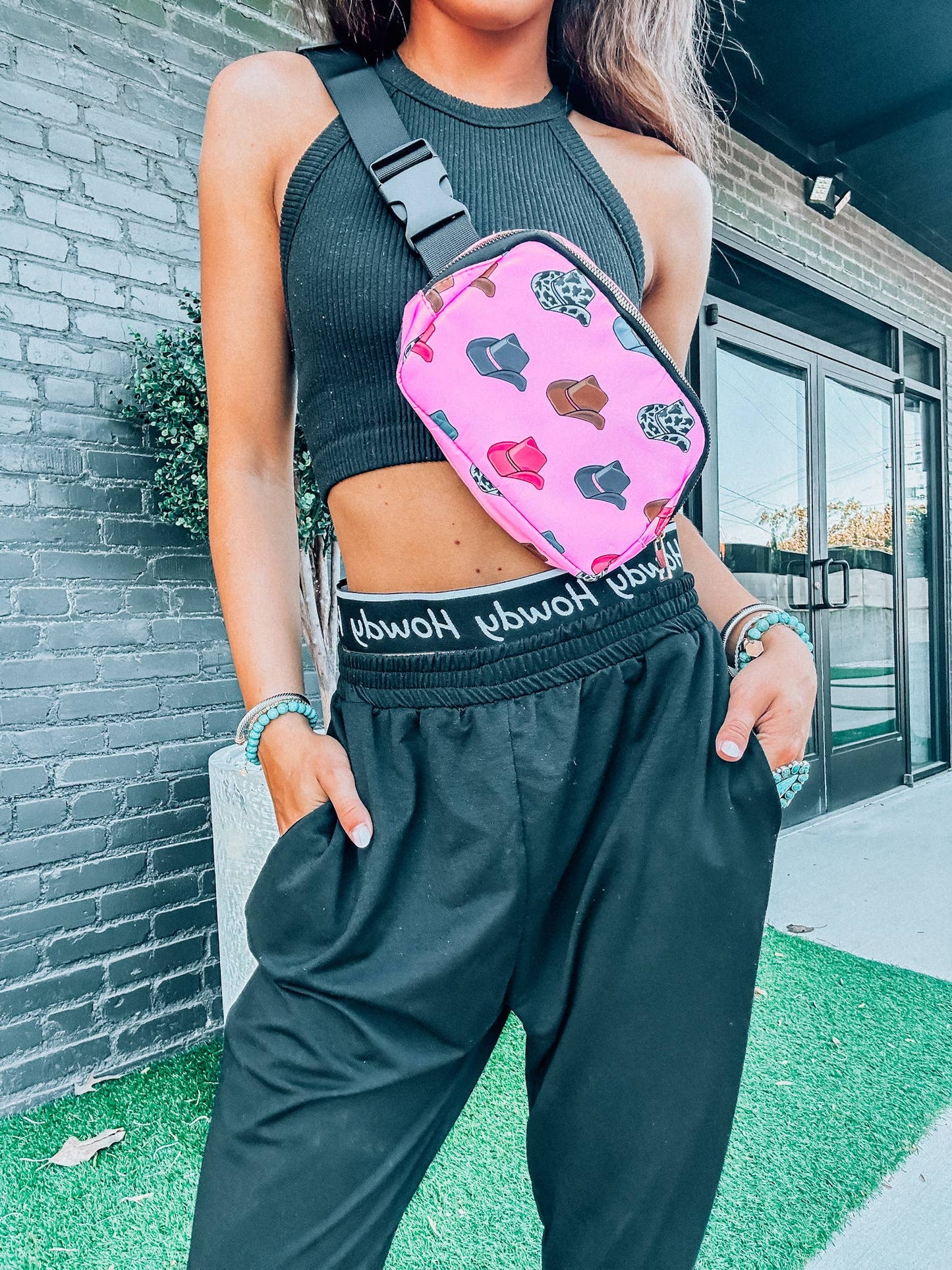 Pink Cowboy Hat Crossbody Bag