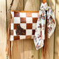 Upcycled LV Cowhide Leather Checkered Crossbody Bag Western 