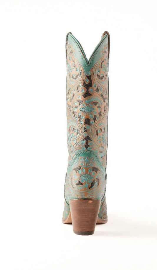 KASIOPEAH HAND TOOLED BOOTS-TURQUOISE