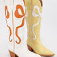 RUBY BOW SWIRLING PATTERNED WESTERN BOOTS: WHITE/ LIGHT BLUE / B12