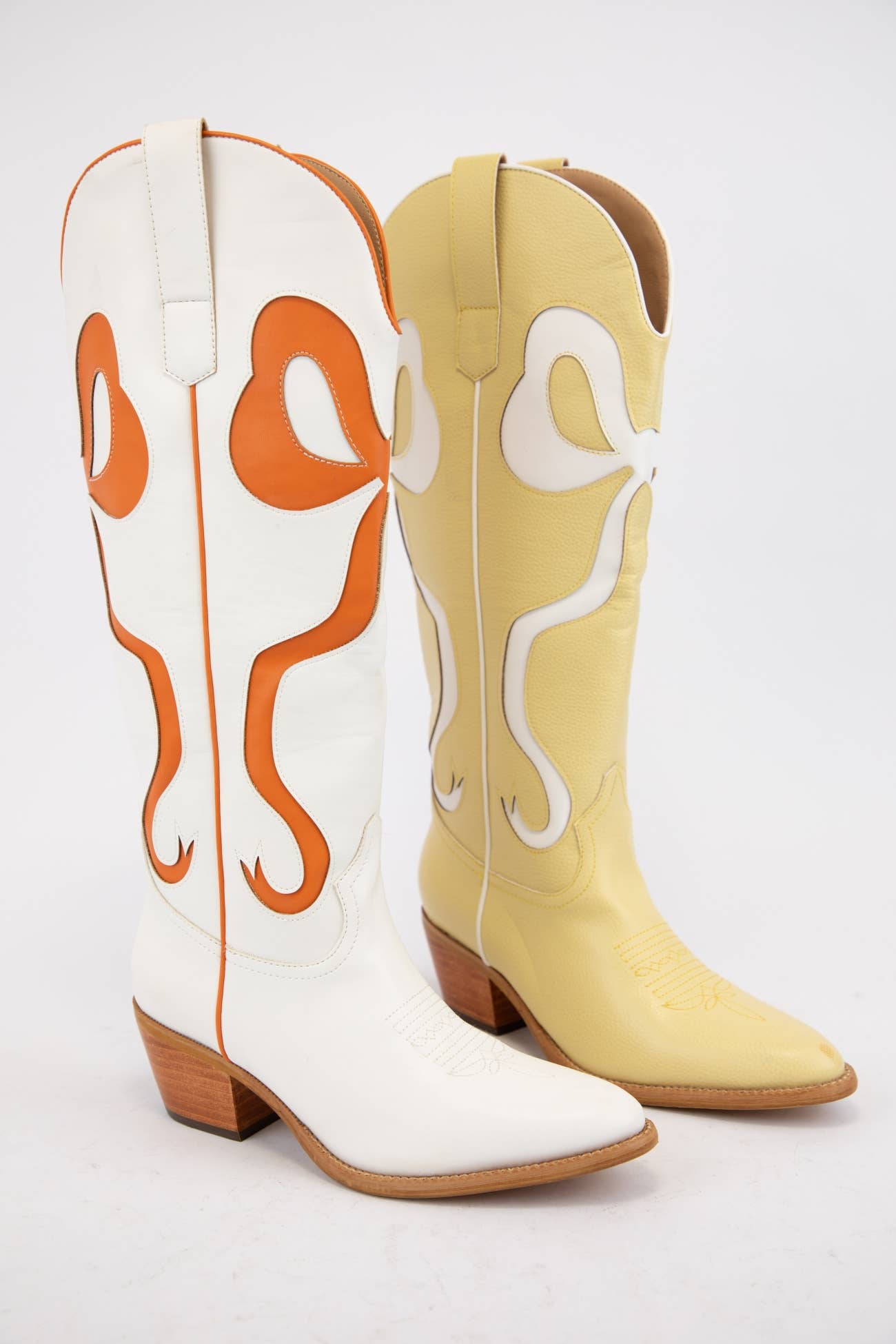RUBY BOW SWIRLING PATTERNED WESTERN BOOTS: WHITE/ LIGHT BLUE / B12