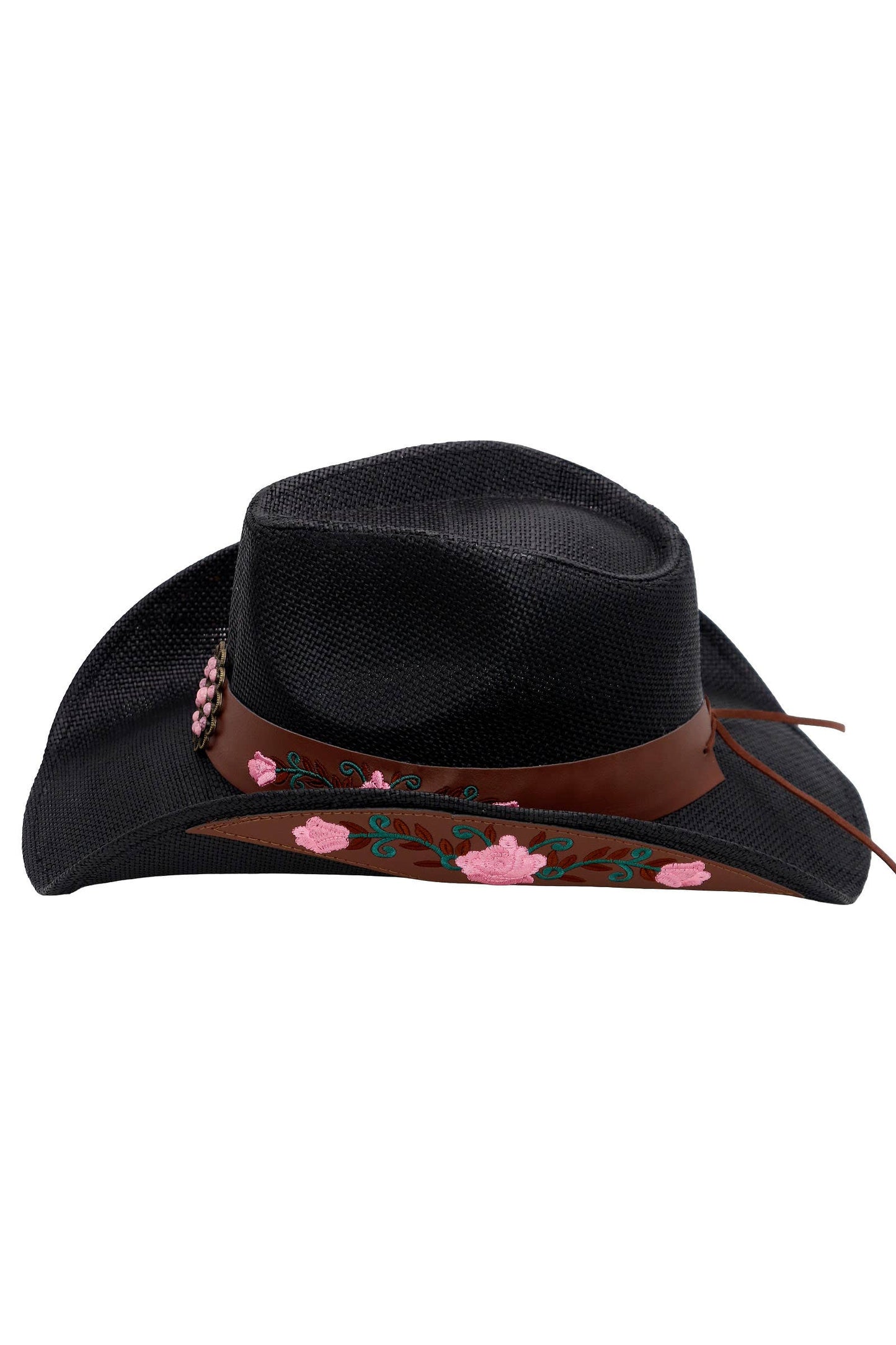 Pink Rose Concho Belt Embroidered Cowgirl Hat