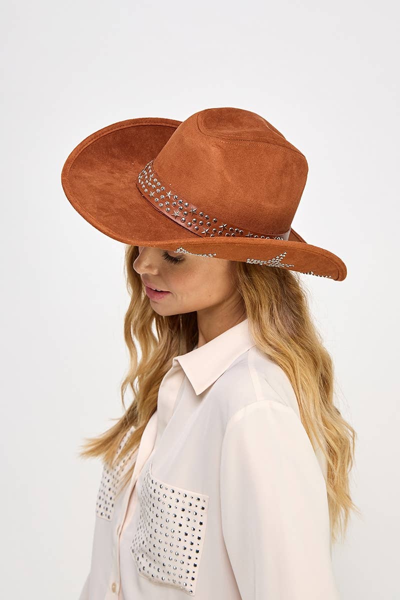 Embroidered Star Studded Western Cowboy Hat: GBK