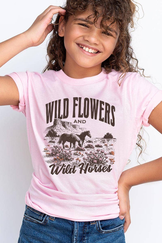 Wildflowers Wild Horses  Kids Graphic Tee