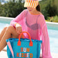 CABANA "SUN KISSED" TOTE, AQUA