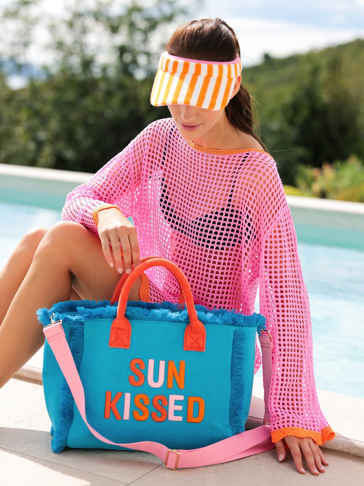 CABANA "SUN KISSED" TOTE, AQUA
