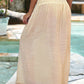 Shirred High Waist Split Long Beach Skirt: Beige