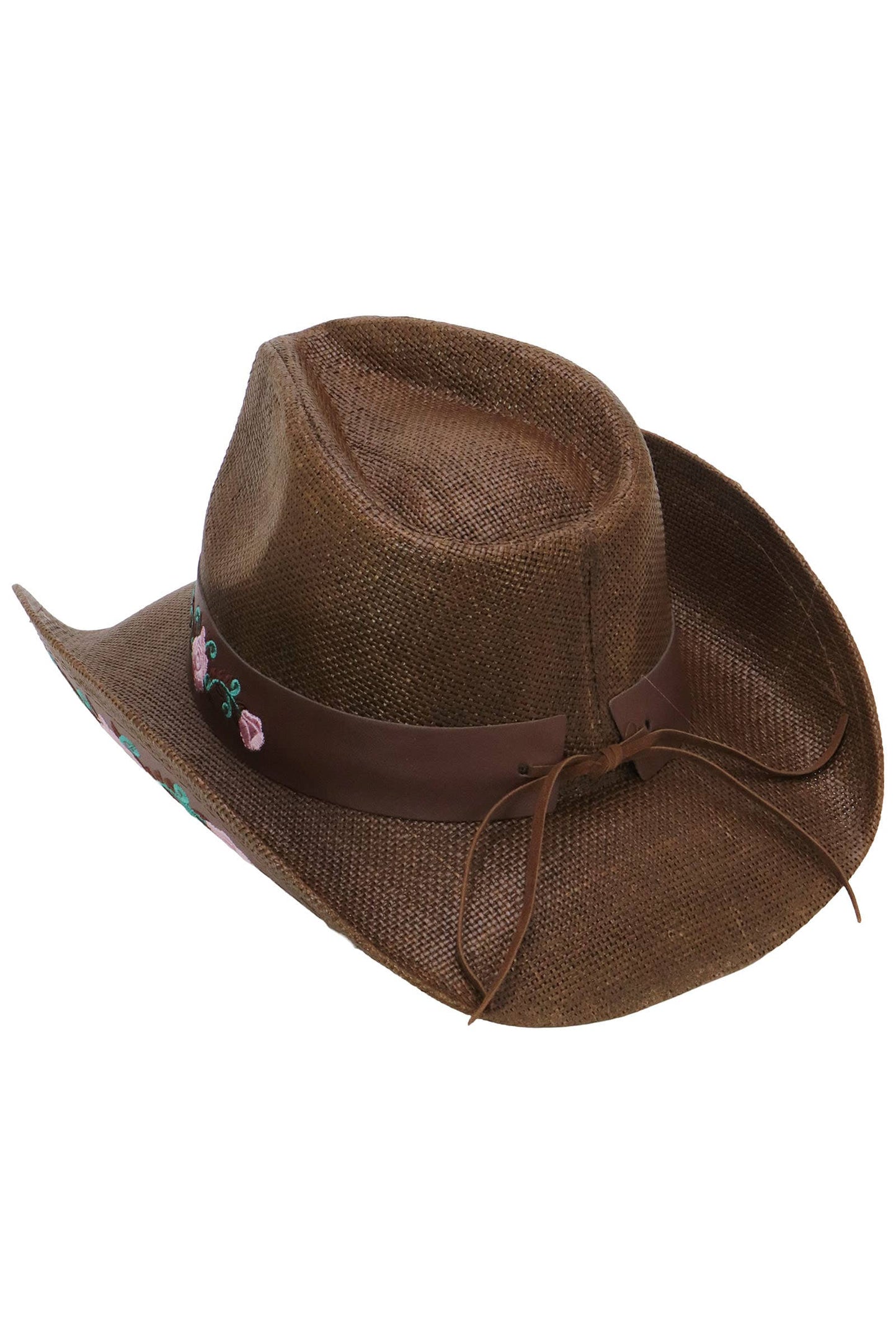 Pink Rose Concho Belt Embroidered Cowgirl Hat