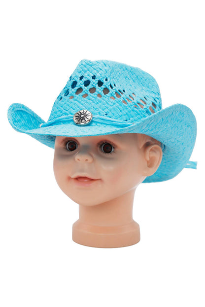 Kids Monochrome Straw Cowboy Hat