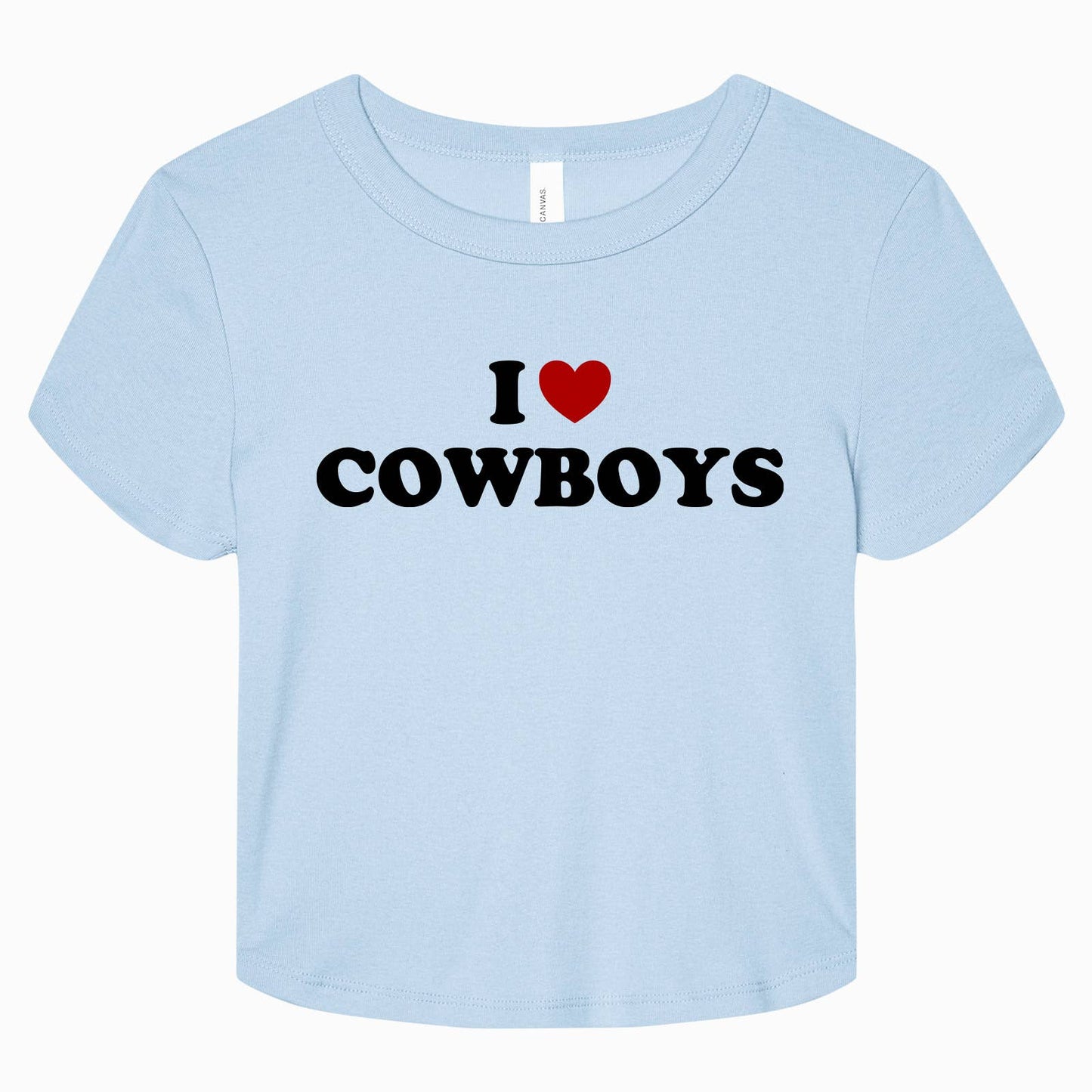 I Heart Cowboys Baby Tee: Baby Blue