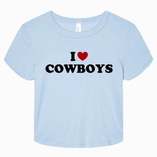 I Heart Cowboys Baby Tee: Baby Blue
