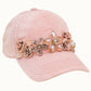 Floral Bouquet Bejeweled Bling Glitz Cap, Adjustable, Blush