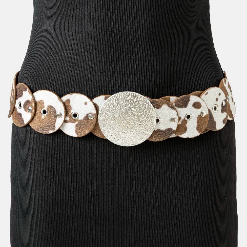 Cowhide Large Round Buckle Belt