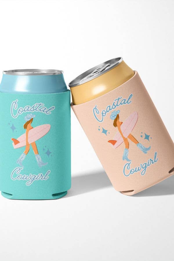 Brunette Coastal Cowgirl Can Cooler