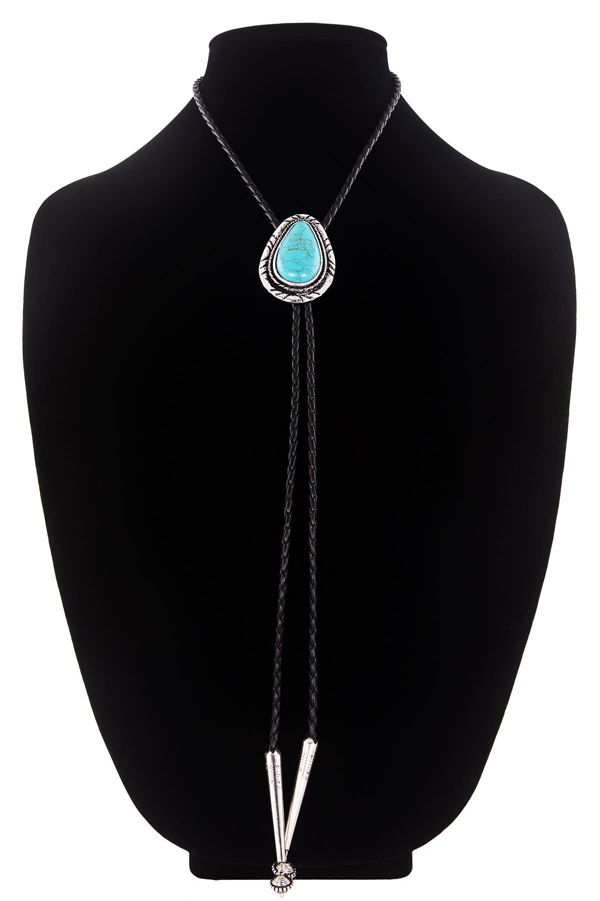Western Design Turquoise Bolo Tie Necklace