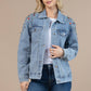 63001-Shoulder Rhinestones Washed Denim Jacket DENIM BLUE.