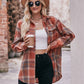 Women's Casual Fashion Oversized Loose Plaid Shirt Caramel / 100%Polyester.