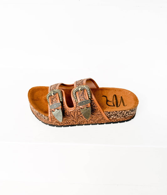 Morgana Dual Strap Western Sandal: Pink